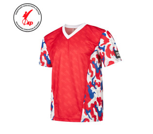 Футболка для кикбоксинга Green Hill с V-образным воротом KT-2090K-032, p.38 (140-145см) красная Футболка для кикбоксинга Green Hill с V-образным воротом KT-2090K-032, p.38 (140-145см) красная