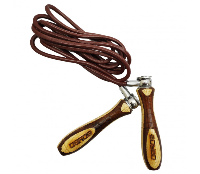 Скакалка BoyBo шнур-кожа, деревянные ручки 460 гр.