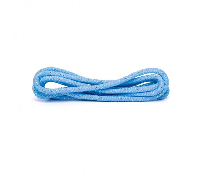 Скакалка для художественной гимнастики голубая с люрексом