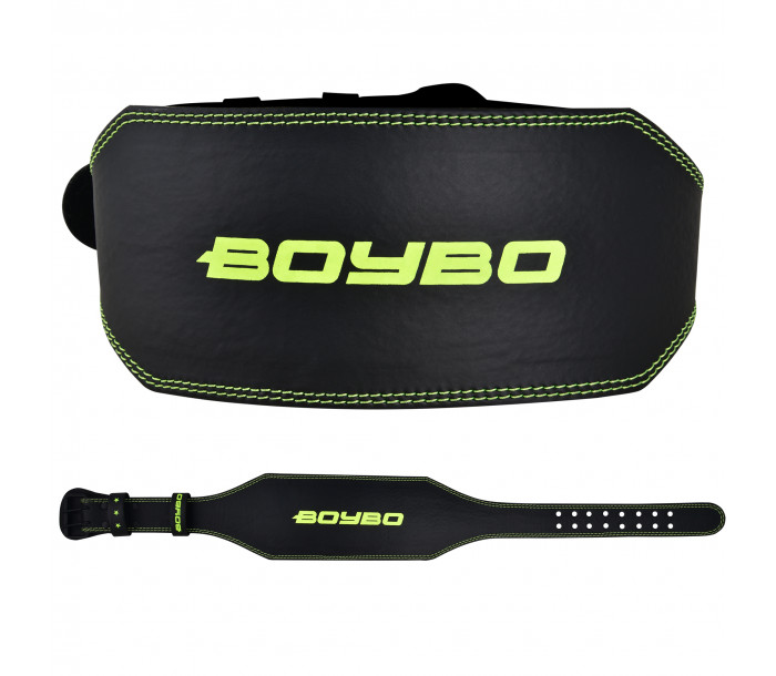 Пояс тяжелоатлетический "BoyBo" Premium, кожа, чёрно-зелёный (L)