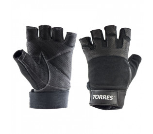 Перчатки для занятий спортом "TORRES", р.S, нейлон, натуральная кожа, подбивка 6мм, напульсник, черный