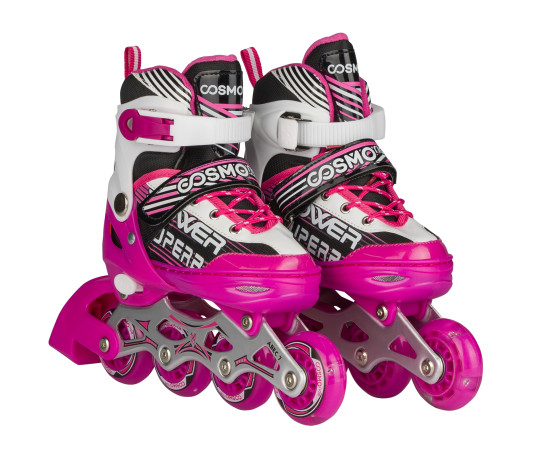 Роликовые коньки р.35-38 бело-фиолетовые Фиолетовый image