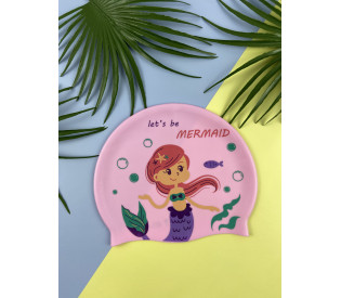 Шапочка для плавания "Elous" детская, силиконовая, Русалочка розовый