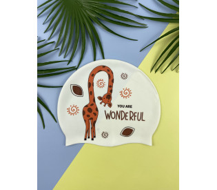 Шапочка для плавания "Elous" детская, силиконовая, Жираф белый Шапочка для плавания "Elous" детская, силиконовая, Жираф белый