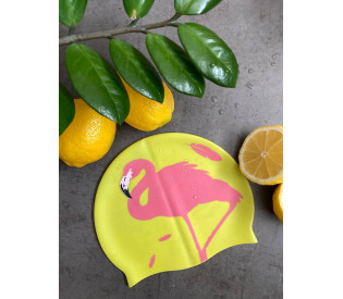 Шапочка для плавания "Elous" детская, силиконовая, Фламинго жёлтый