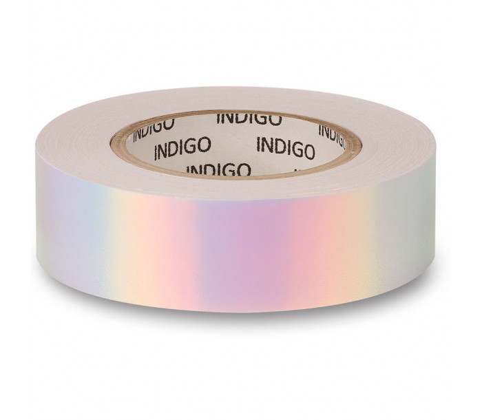 Обмотка для гимнастического обруча "INDIGO Rainbow", 20мм*14м, зеркальная, на подкладке, бело-фиолетовый-фото 2 hover image