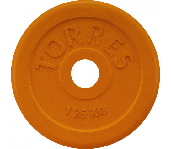 Диск обрезиненный TORRES 1,25 кг, d-26мм, металл в резиновой оболочке, оранжевый Оранжевый image