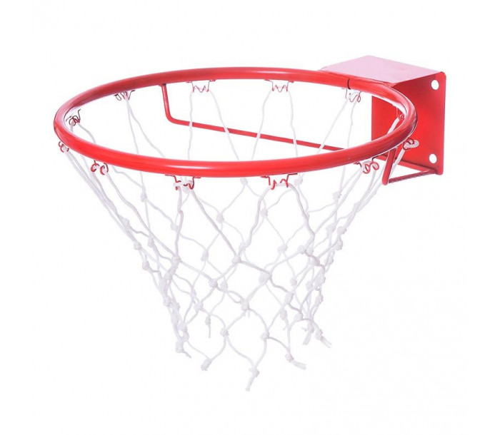 Кольцо баскетбольное № 7, диаметр 450 мм, ТРУБА 18мм,с кронштейном, красное с сеткой