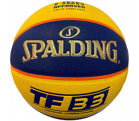 Мяч баскетбольный "SPALDING TF-33 Official Game Ball" р.6, FIBA Approved, ПУ-композит, жёлто-синий Жёлтый image