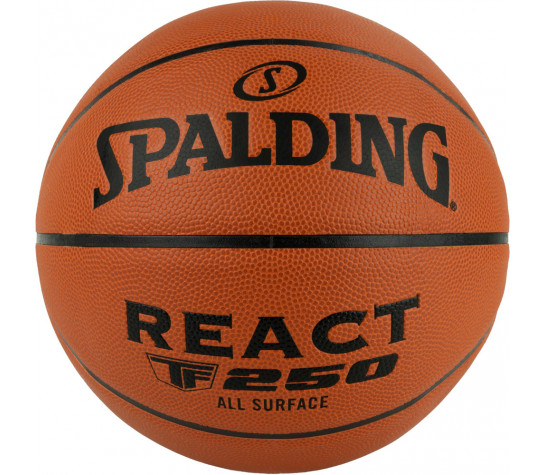 Мяч баскетбольный "SPALDING TF-250 React", р.7, композитная кожа (ПУ), коричнево-чёрный Коричневый image