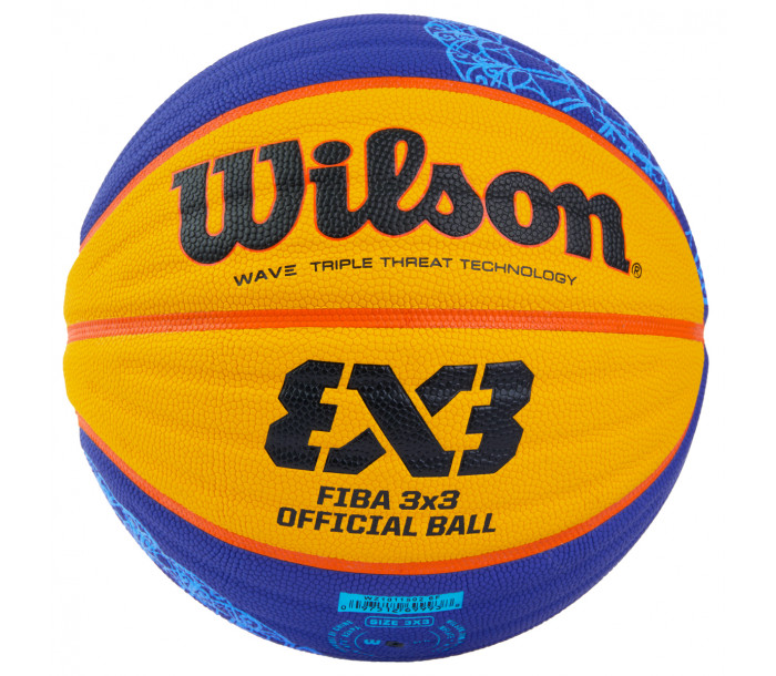 Мяч баскетбольный "WILSON" FIBA3x3 Official Paris 2024, р.6, FIBA Appr., синтетический PU, бутиловая камера, сине-жёлтый