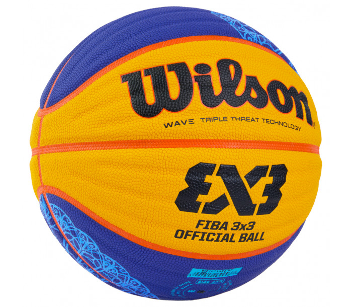 Мяч баскетбольный "WILSON" FIBA3x3 Official Paris 2024, р.6, FIBA Appr., синтетический PU, бутиловая камера, сине-жёлтый-фото 2 hover image
