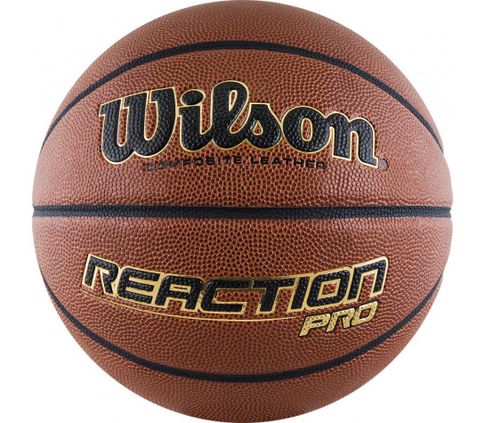 Мяч баскетбольный "WILSON Reaction PRO", р.7, синтетический PU, бутиловая камера, тёмно-коричневый Коричневый image