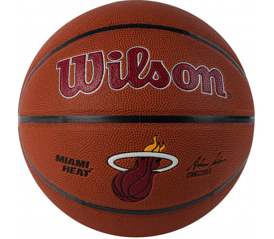 Мяч баскетбольный "WILSON NBA Mia Heat",р.7, синтетическая кожа (композит), коричнево-красный Коричневый image