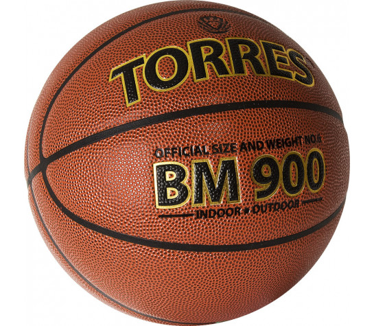 Мяч баскетбольный "TORRES BM900", р.6, ПУ-композит, нейлоновый корд, бутиловая камера, тёмно-оранжево-чёрный Коричневый image