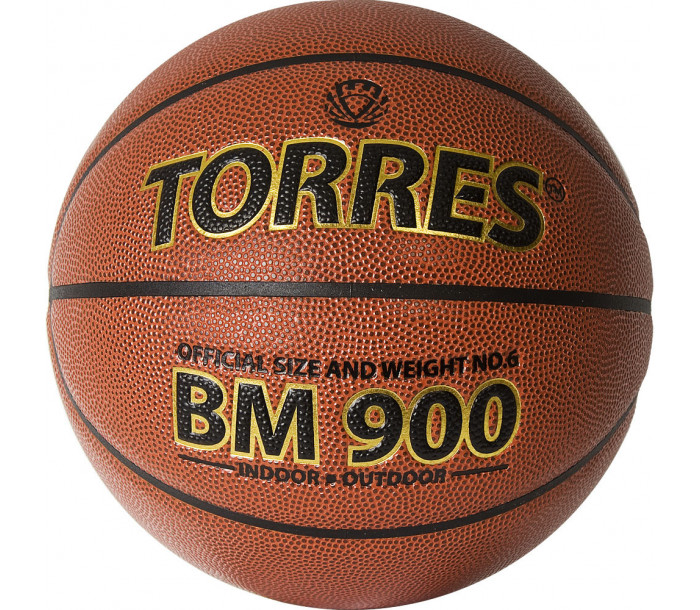 Мяч баскетбольный "TORRES BM900", р.6, ПУ-композит, нейлоновый корд, бутиловая камера, тёмно-оранжево-чёрный-фото 2 hover image