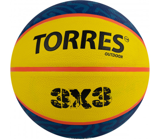 Мяч баскетбольный "TORRES 3х3 Outdoor", р. 6, 8 панелей, резина, бутиловая камера, нейлоновый корд, жёлто-синий Жёлтый image