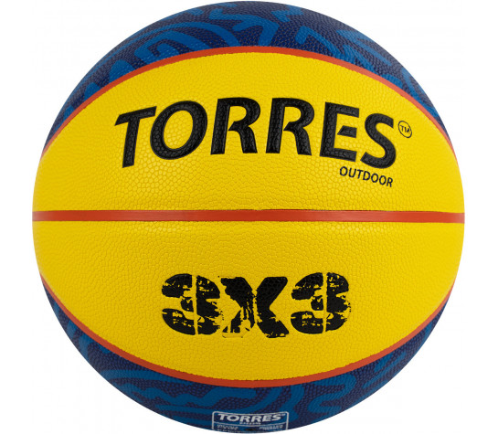 Мяч баскетбольный "TORRES 3х3 Outdoor", р. 6, 8 панелей, ПУ, бутиловая камера, нейловый корд, жёлто-синий Жёлтый image