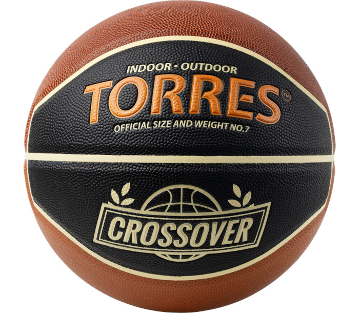 Мяч баскетбольный "TORRES Crossover" р.7,чёрно-оранжево-бежевый