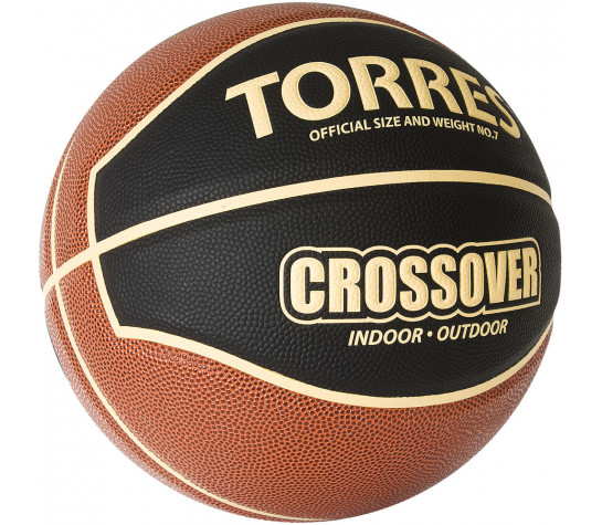 Мяч баскетбольный "TORRES Crossover" р.7,чёрно-оранжево-бежевый image