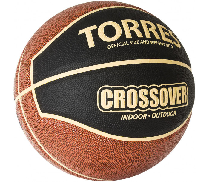 Мяч баскетбольный "TORRES Crossover" р.7,чёрно-оранжево-бежевый