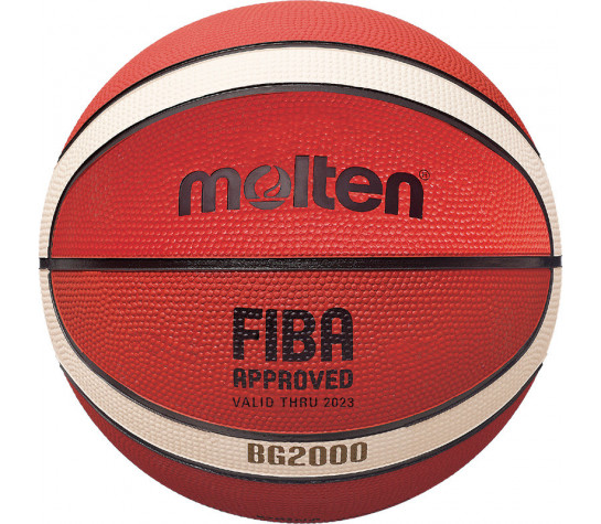 Мяч баскетбольный "MOLTEN" B7G2000 р.7, FIBA Appr Level II, 12 пан., резина, бутиловая камера, нейлоновый корд ,оранжево-бежево-черный Оранжевый image