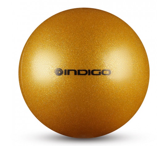 Мяч для художественной гимнастики INDIGO, IN118-GOLD, диаметр 19 см, ПВХ, золотой металлик с блестками Золотистый image