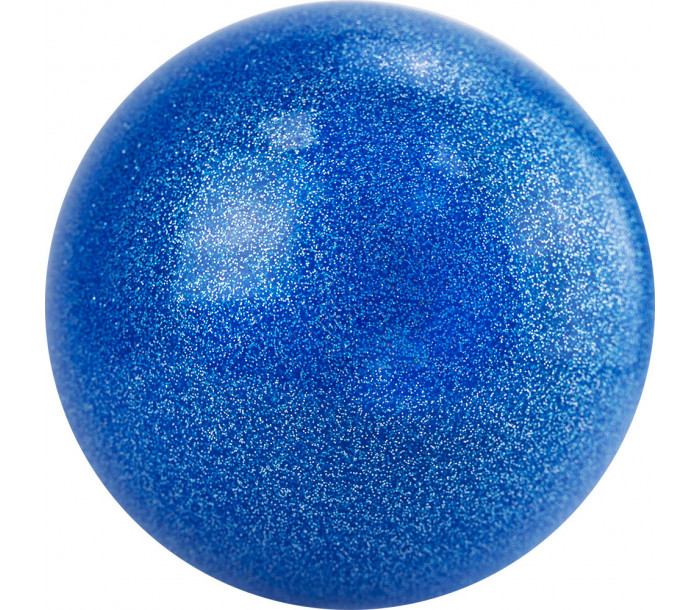 Мяч для художественной гимнастики однотонный d-19см, синий с блестками
