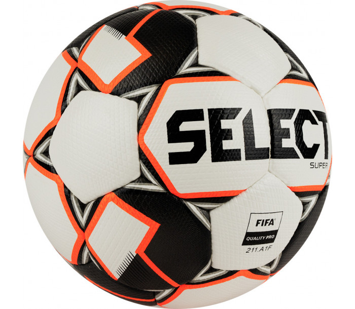 Мяч футбольный "SELECT Super", р.5, FIFA PRO, ПУ микрофибра, ручная сшивка, бело-чёрно-оранжевый-фото 2 hover image