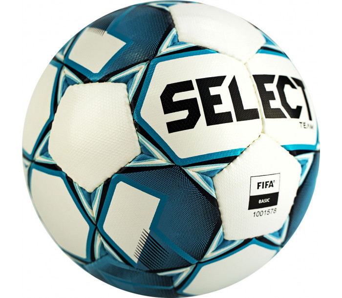 Мяч футбольный "SELECT Team Basic", р.5, FIFA Basic, 32 пан, глянцевый ПУ, ручная сшивка, бело-синий-фото 2 hover image