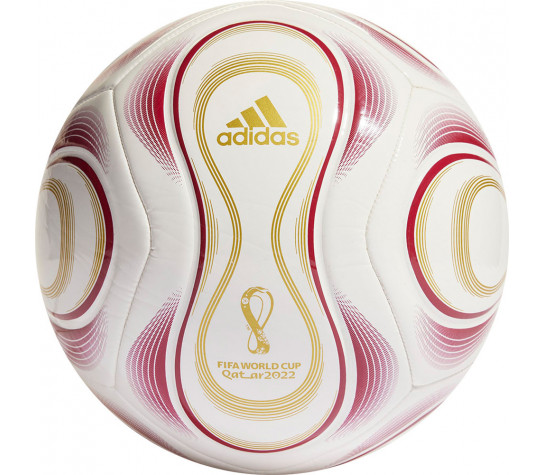 Мяч футбольный "ADIDAS QTR OLP CLB", р.5, 6 панелей, глянцевый ТПУ, машинная сшивка ,красно-бело-золотой Белый image
