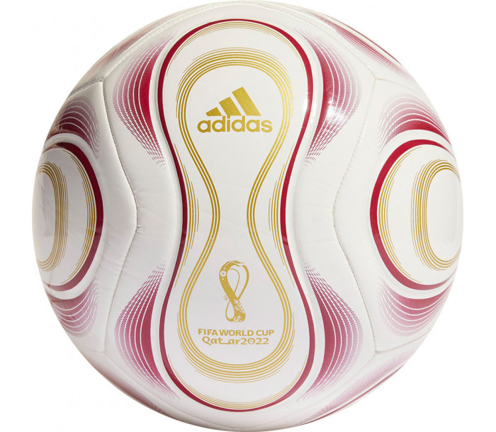Мяч футбольный "ADIDAS QTR OLP CLB", р.5, 6 панелей, глянцевый ТПУ, машинная сшивка ,красно-бело-золотой