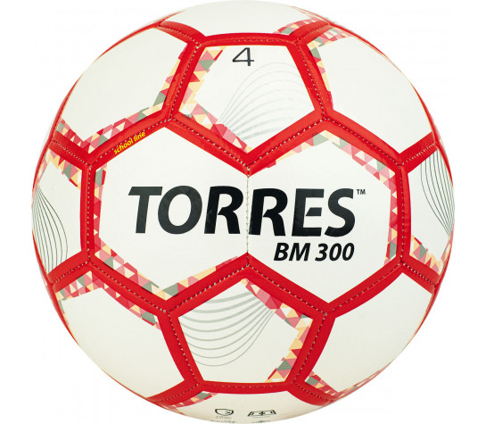 Мяч футбольный "TORRES BM 300", р.4, 2 подкладочных слоя, машинная сшивка, бело-серебристо image