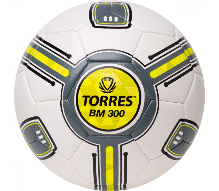 Мяч футбольный "TORRES BM 300", р.4, 2 подкладочных слоя, машинная сшивка, бело-серебристо-красный