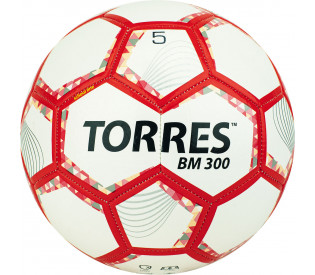 Мяч футбольный "TORRES BM 300", р.5, 2 подкладочных слоя, машинная сшивка, бело-серебристо-красный