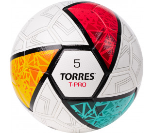 Мяч футбольный "TORRES T-Pro", р.5, PU-Microfibra, 4 подкладочных слоя, термосшивка, белый-мультиколор