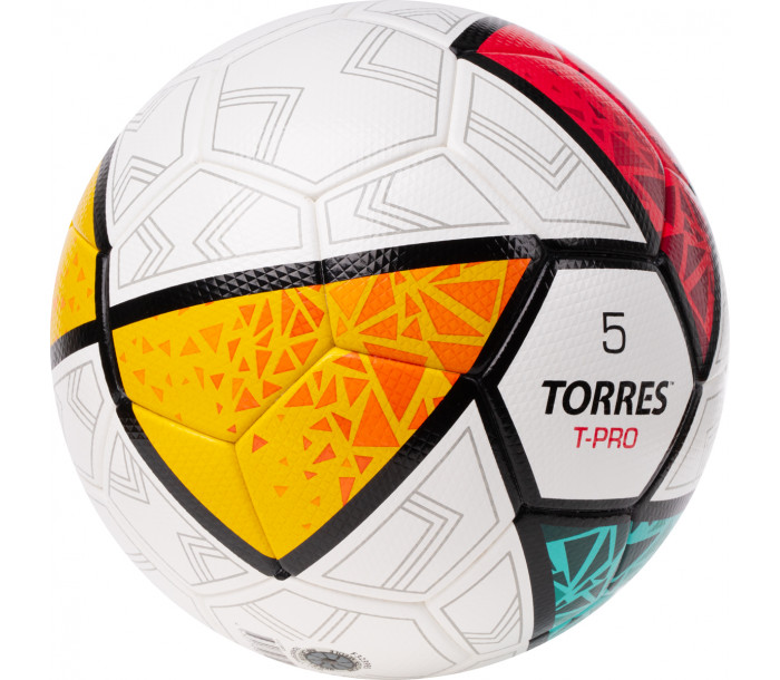 Мяч футбольный "TORRES T-Pro", р.5, PU-Microfibra, 4 подкладочных слоя, термосшивка, белый-мультиколор-фото 2 hover image