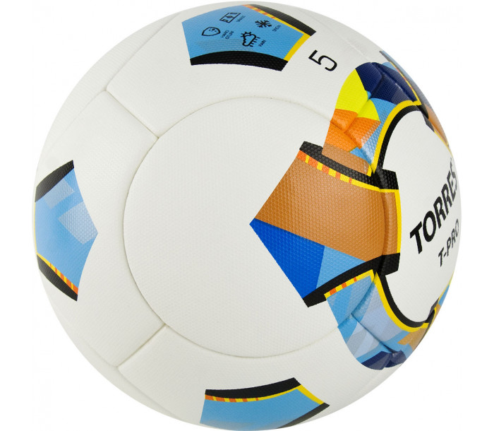 Мяч футбольный "TORRES T-Pro", р.5, PU-Microfibra, 4 подкладочных слоя, термосшивка, белый-мультиколор-фото 2 hover image