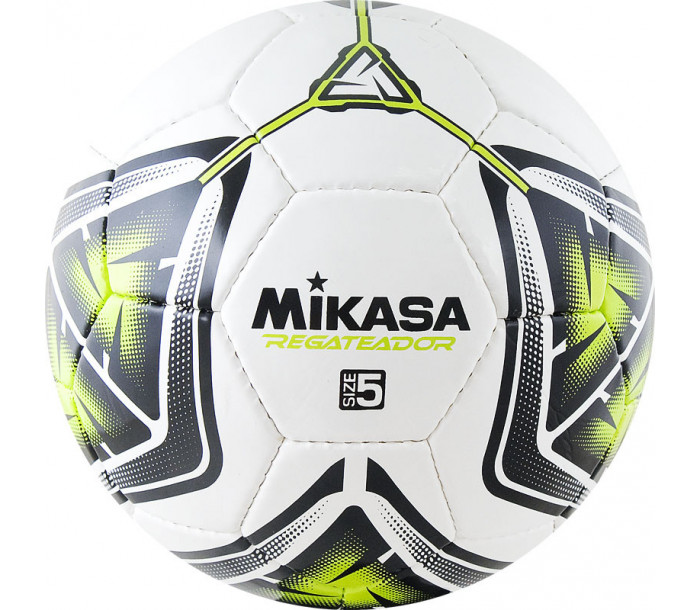 Мяч футбольный "MIKASA REGATEADOR5-G", р.5, 32панели, глянцевый ПВХ, ручная сшивка, латексная камера, бело-чёрно-зелёный