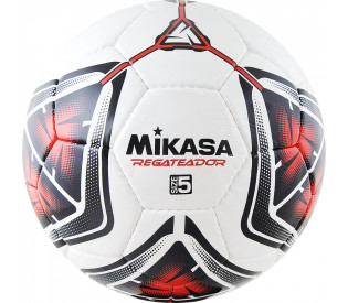 Мяч футбольный "MIKASA REGATEADOR5-R", р.5, 32панели, глянцевый ПВХ, ручная сшивка, латексная камера, бело-чёрно-красный