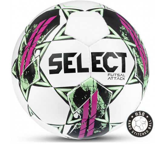 Мяч футзальный "SELECT Futsal Attack V22 Grain", р.4, 32п, ПУ, ручная сшивка Белый image