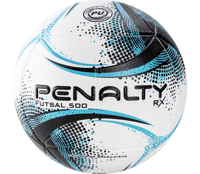 Мяч футзальный "PENALTY BOLA FUTSAL RX 500 XXI", р.4, бело-черно-голубой-фото 2 hover image