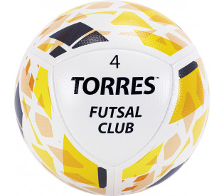 Мяч футзальный "TORRES Futsal Club"р.4, бело-золотисто-чёрный