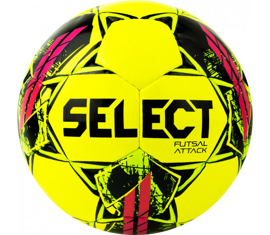 Мяч футзальный "SELECT Futsal Attack V22", р.4, 32п, ПУ, ручная сшивка, жёлто-зелёно-розов image