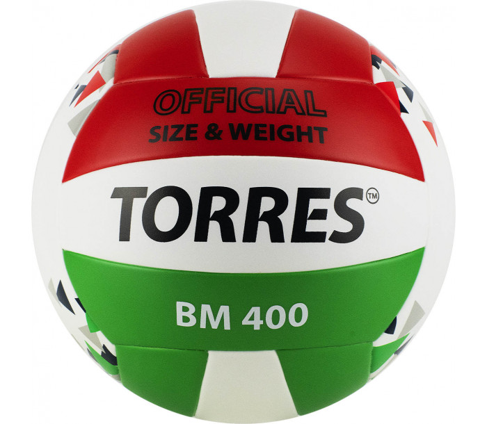 Мяч волейбольный "TORRES BM400" р.5, бело-красно-зелёный