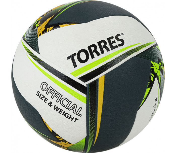 Мяч волейбольный "TORRES Save" р.5, бело-зелёно-жёлтый