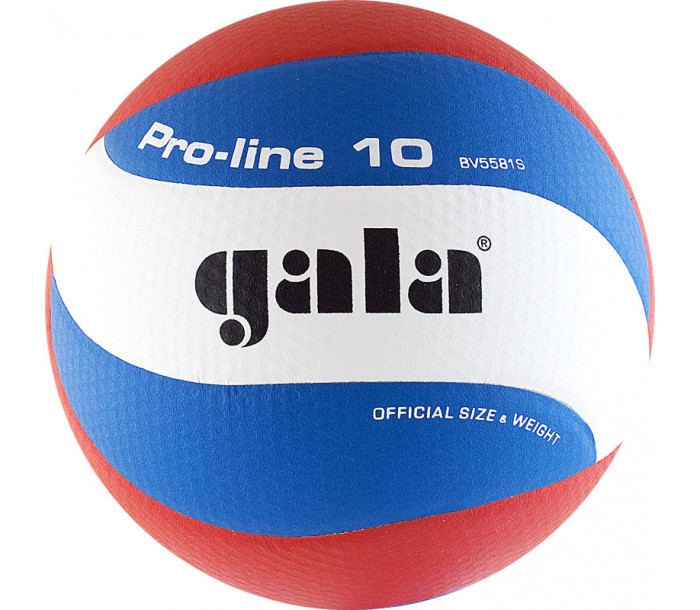 Мяч волейбольный "GALA Pro-Line 10", р. 5,синтетическая кожа ПУ Microfiber,клееный,бутиловая камера, бело-красно-голубой