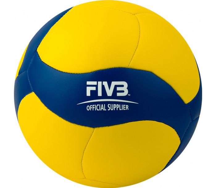 Мяч волейбольный MIKASA V355W, р.5, 18 панелей, синтетическая кожа (ПВХ), машинная сшивка, жёлто-синий-фото 2 hover image
