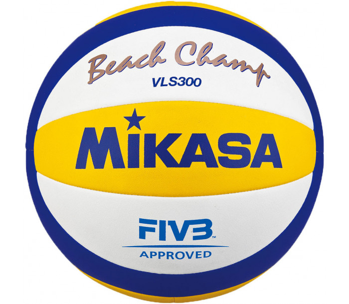 Мяч волейбольный пляжный "MIKASA VLS300", р.5, FIVB Approved, микрофибра, бело-сине-жёлтый
