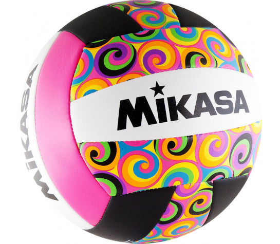 Мяч волейбольный пляжный "MIKASA GGVB-SWRL" р.5, бело-чёрно-розово-мультиколор image